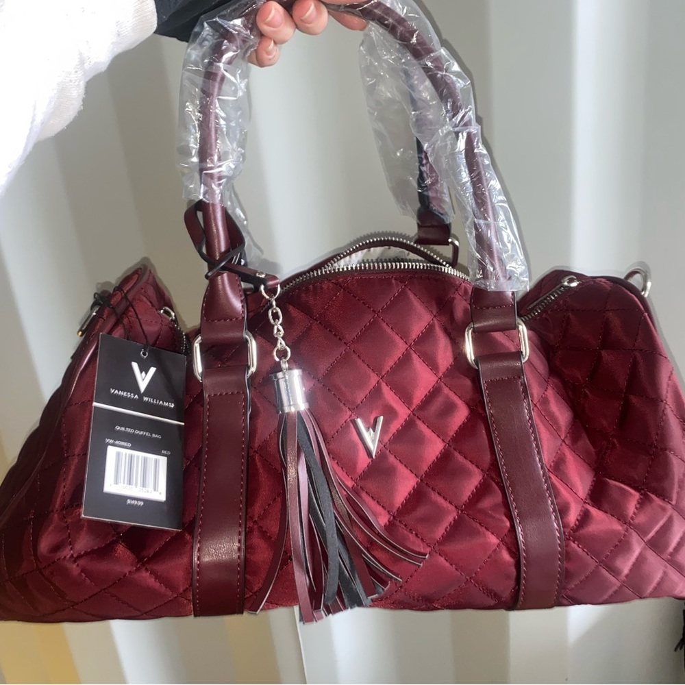 Vanessa Williams Burgundy Quilted Travel Bag